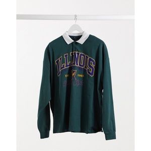 ASOS DESIGN oversized long sleeve cut & sew polo shirt Size Large